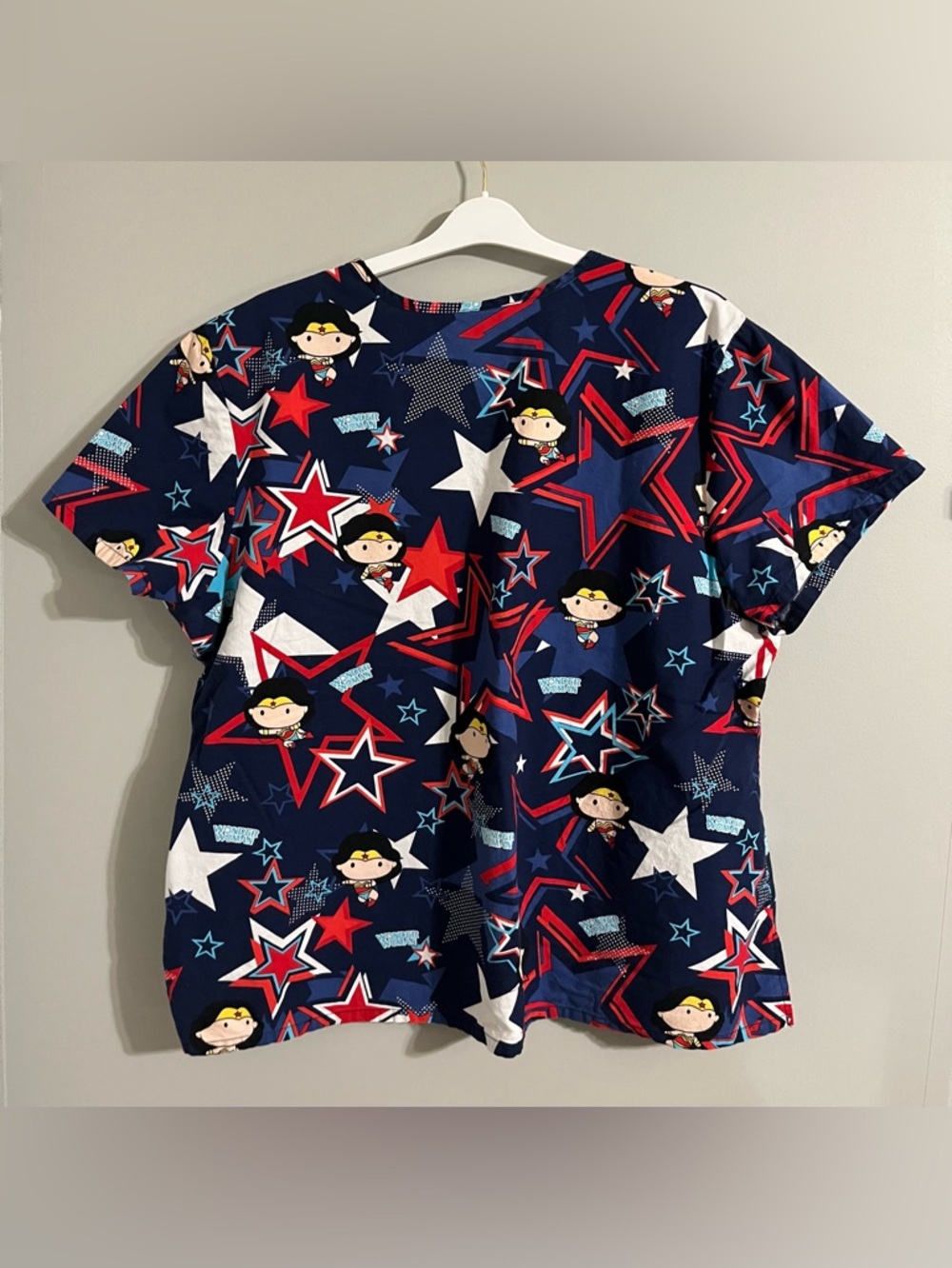 DC Comics Wonder Woman Mock Wrap Scrup Top - Picture 10 of 10